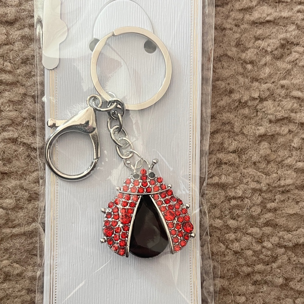 Chic Red and Black Ladybug Keychain